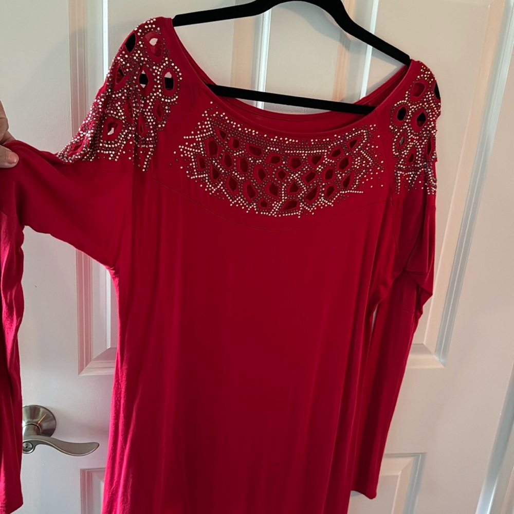 Red long sleeve tunic